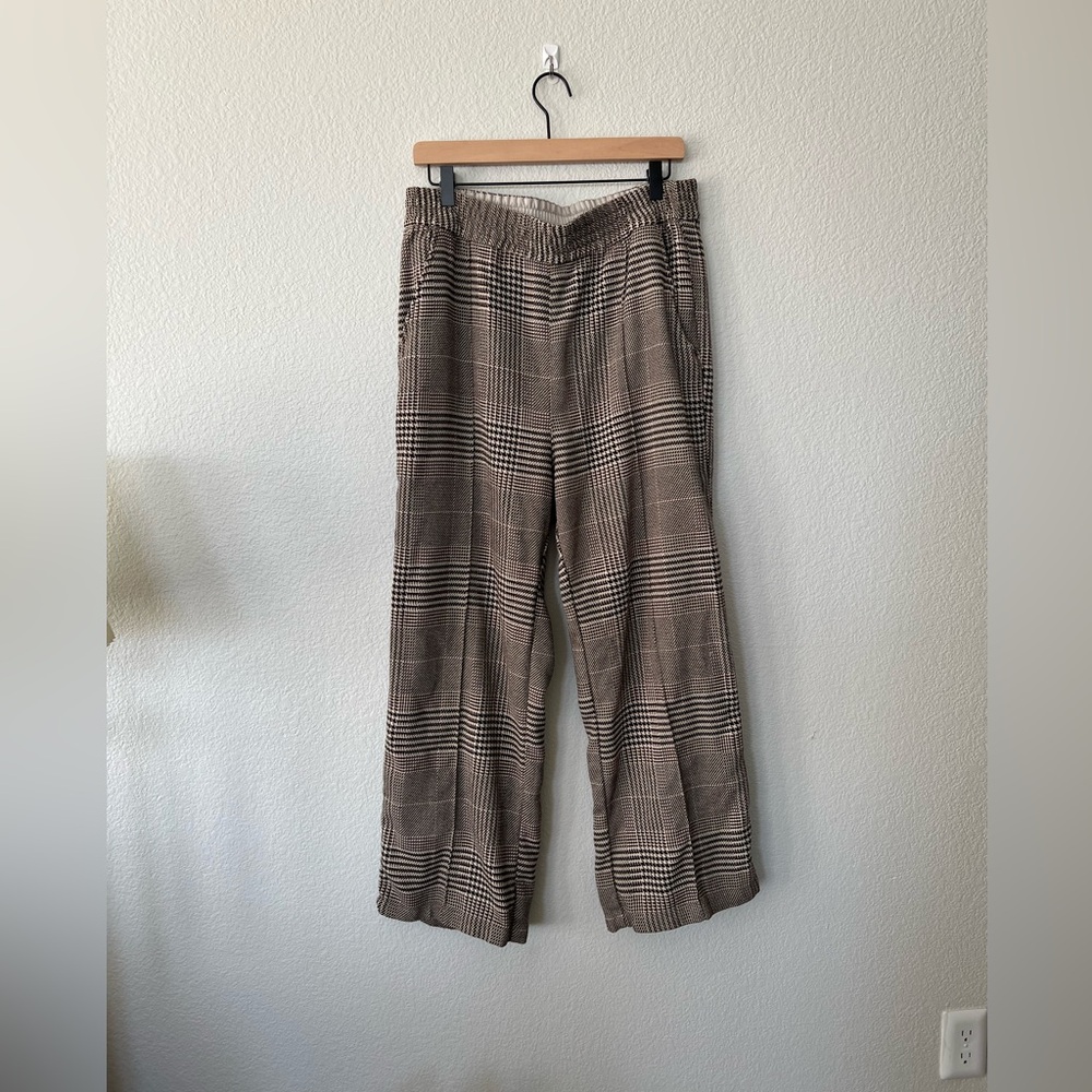H&M Plaid Knit Wide-Leg Relaxed Pull-On Pants